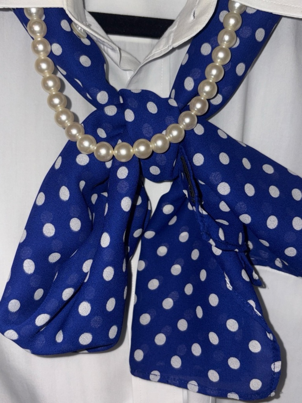Polka Dot Lightweight Chiffon Scarf OS Royal Blue Retro Chic Parisian Chic EUC